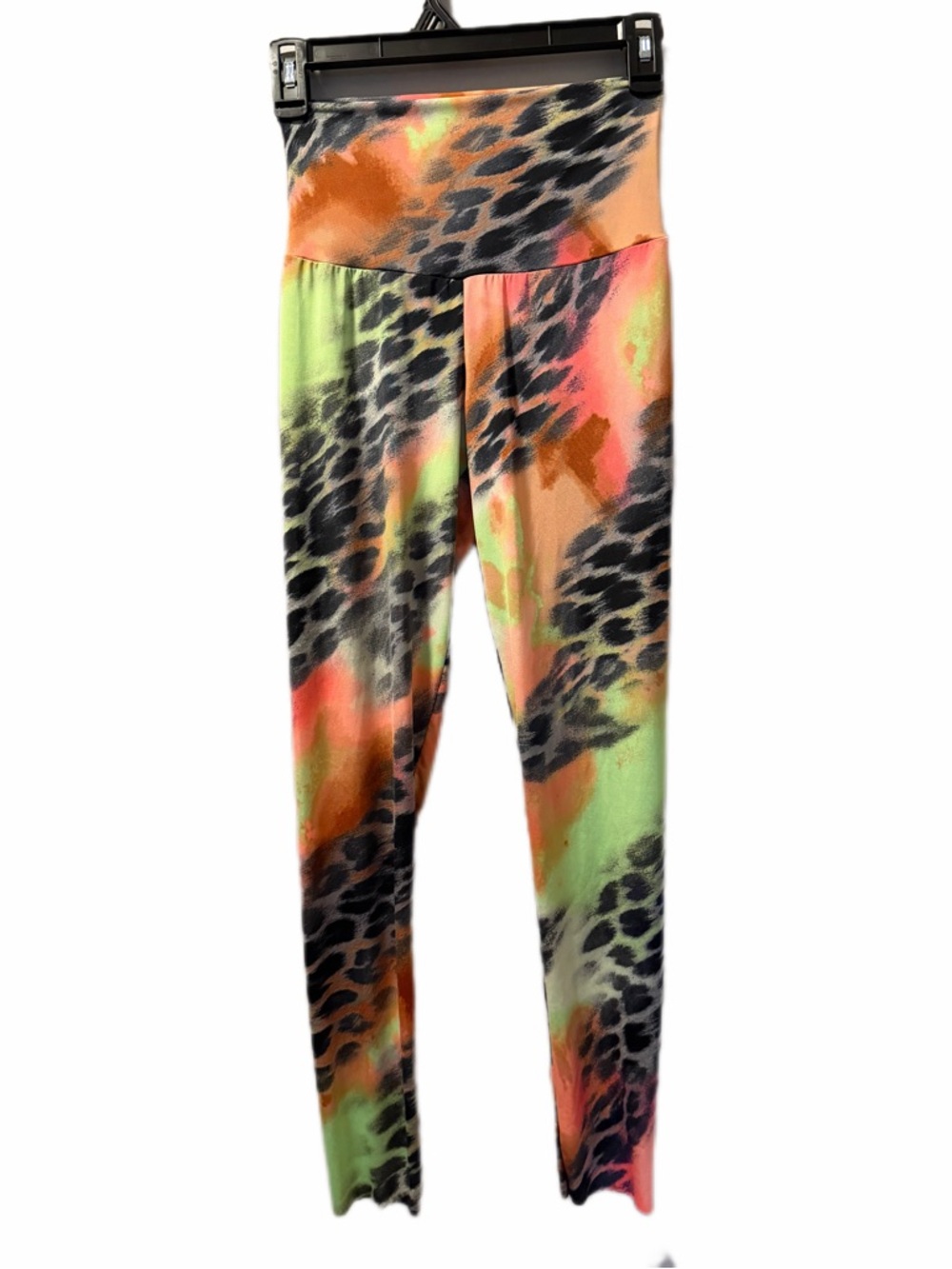 Cheetah leggings handmade neon print raw hem